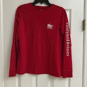 Vineyard Vines' Santa Whale Long-Sleeve Pocket Tee size XS